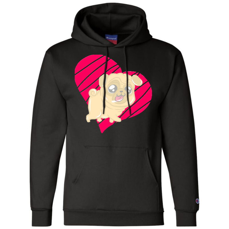 Cute Pug Heart Love Gift T  Shirt Cute Pug Dog Heart Clothing T  Shirt Champion Hoodie | Artistshot