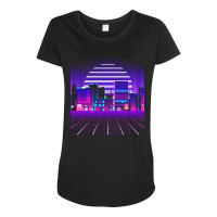 Synthwave T  Shirt Futuristic Neon City Synthwave T  Shirt Maternity Scoop Neck T-shirt | Artistshot