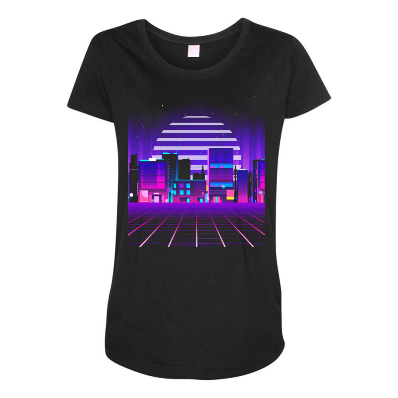 Synthwave T  Shirt Futuristic Neon City Synthwave T  Shirt Maternity Scoop Neck T-shirt by chaimhuels539 | Artistshot