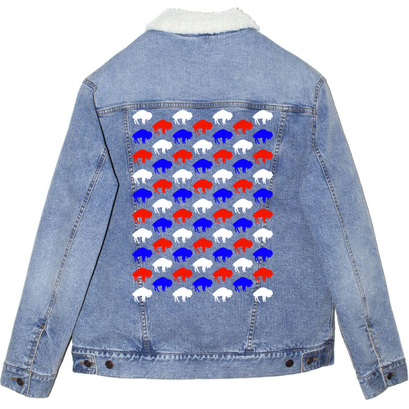 Standing Buffalo Pattern Unisex Sherpa-Lined Denim Jacket by mckeebeckett3l9yxd | Artistshot