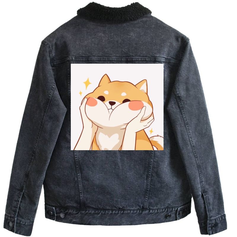 Kawaii Shiba Inu Unisex Sherpa-lined Denim Jacket | Artistshot