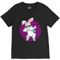 Dabbing Bunny Funny Rabbit T  Shirt Funny Dabbit Dabbing Rabbit Sungla V-neck Tee | Artistshot