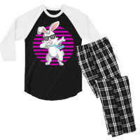 Dabbing Bunny Funny Rabbit T  Shirt Funny Dabbit Dabbing Rabbit Sungla Men's 3/4 Sleeve Pajama Set | Artistshot