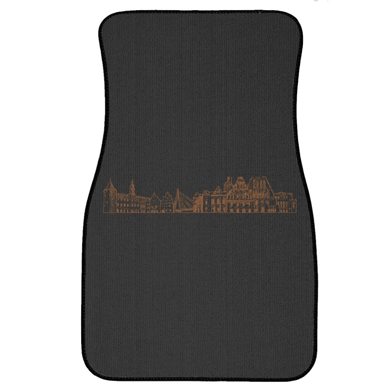 Riga Hand Drawn Skyline Front Car Mat | Artistshot