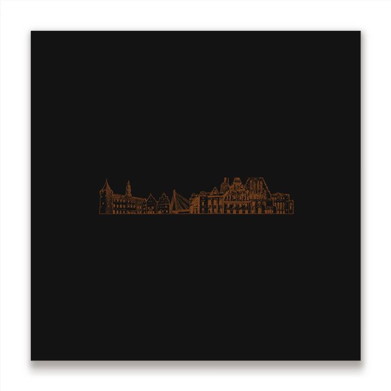 Riga Hand Drawn Skyline Metal Print Square | Artistshot