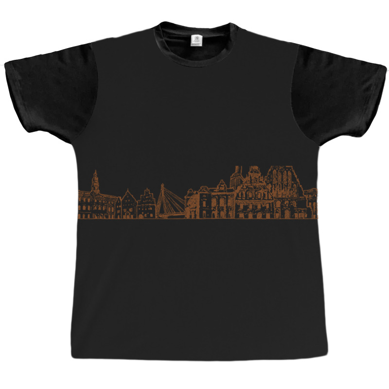 Riga Hand Drawn Skyline Graphic T-shirt | Artistshot