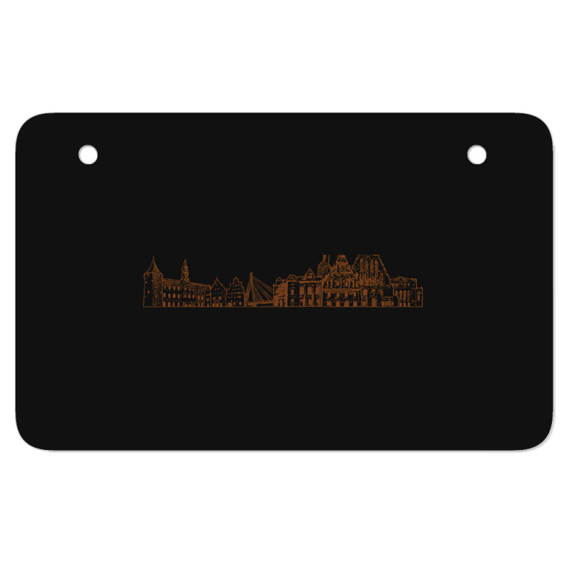 Riga Hand Drawn Skyline Atv License Plate | Artistshot