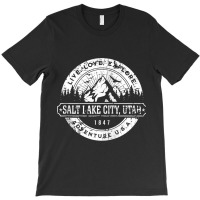 Salt Lake City Utah Usa Distressed Style Adventure Design Zip Hoodie T-shirt | Artistshot