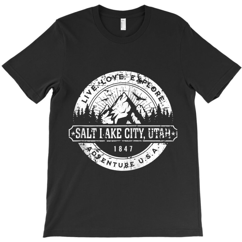 Salt Lake City Utah Usa Distressed Style Adventure Design Zip Hoodie T-shirt | Artistshot