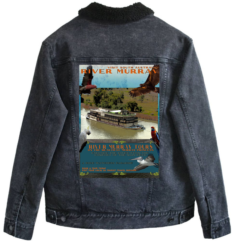 River Murray Retro Travel 01a Unisex Sherpa-lined Denim Jacket | Artistshot