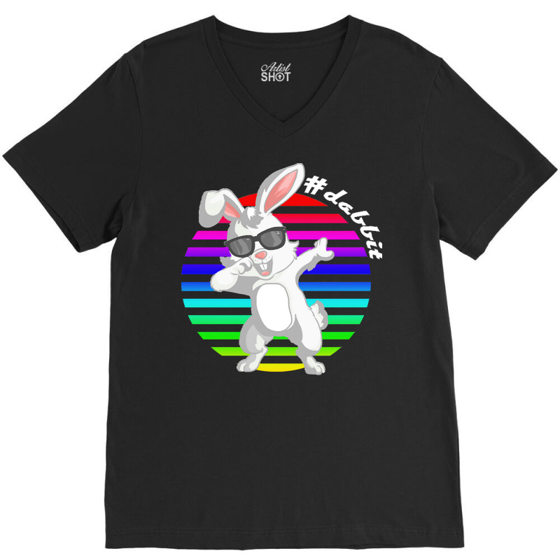 Dabbit Bunny T  Shirt Funny Dabbit Dabbing Rabbit Sunglasses Easter Bu V-neck Tee | Artistshot