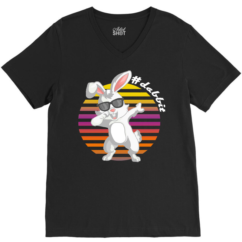 Dabbit Bunny T  Shirt Funny Dabbit Dabbing Rabbit Sunglasses Easter Bu V-neck Tee | Artistshot