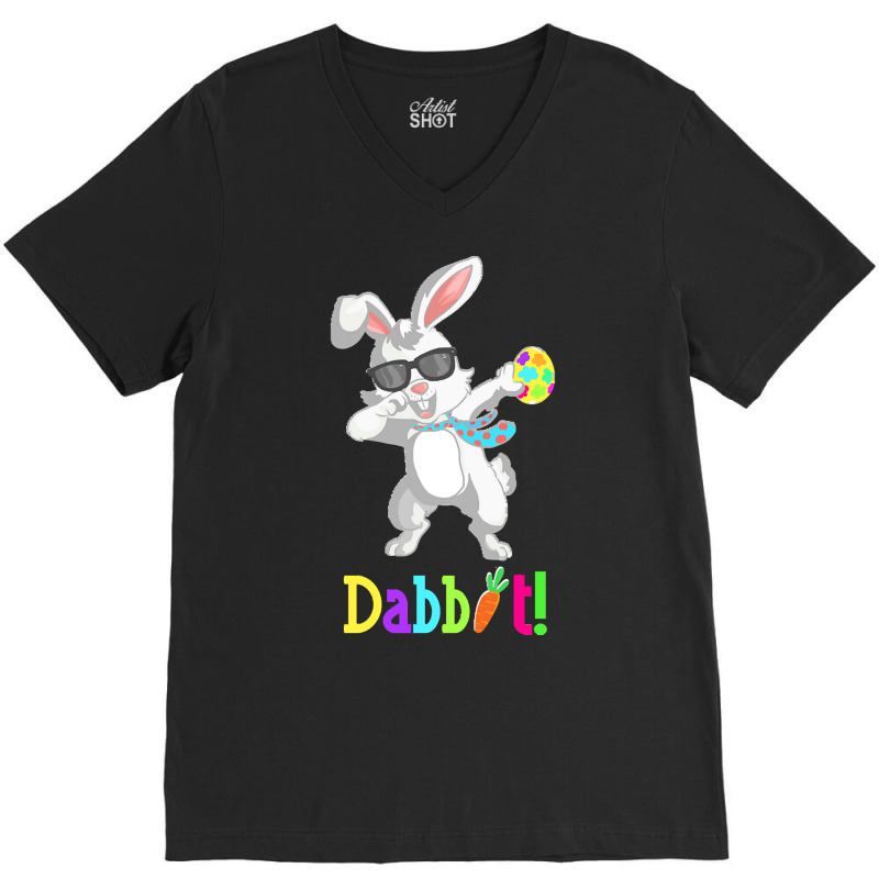 Dabbit Dabbing Easter Bunny Easter Egg T  Shirt Funny Dabbit Dabbing R V-neck Tee | Artistshot