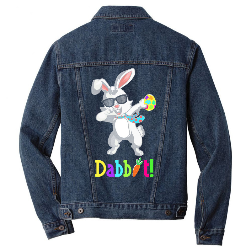 Dabbit Dabbing Easter Bunny Easter Egg T  Shirt Funny Dabbit Dabbing R Men Denim Jacket | Artistshot