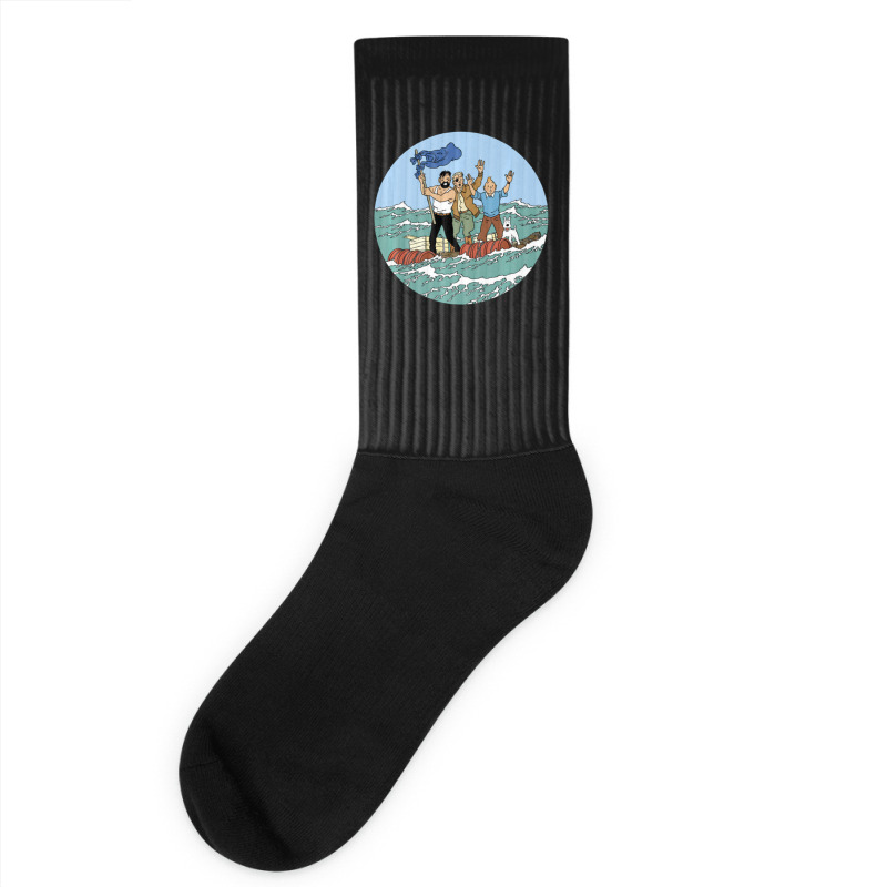 Tin-tin Sea Adventure With Captain Haddock Socks | Artistshot