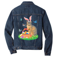 Easter Day T  Shirt Cat With Bunny Ears And Eggs Basket Kids Men Women Men Denim Jacket | Artistshot