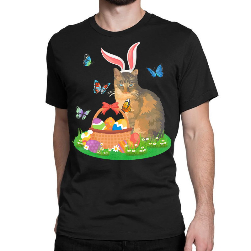 Easter Day T  Shirt Cat With Bunny Ears And Eggs Basket Kids Men Women Classic T-shirt | Artistshot