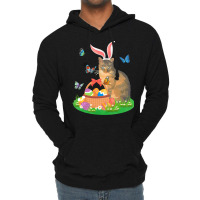 Easter Day T  Shirt Cat With Bunny Ears And Eggs Basket Kids Men Women Lightweight Hoodie | Artistshot