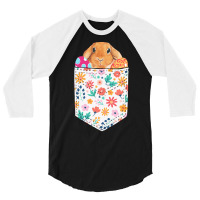 Easter Day T  Shirt Cute Rabbit Bunny Pet Easter Eggs In Pocket Easter 3/4 Sleeve Shirt | Artistshot