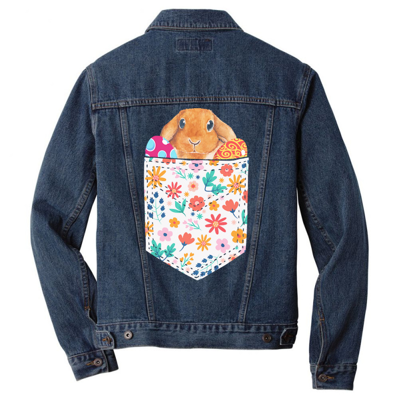 Easter Day T  Shirt Cute Rabbit Bunny Pet Easter Eggs In Pocket Easter Men Denim Jacket | Artistshot