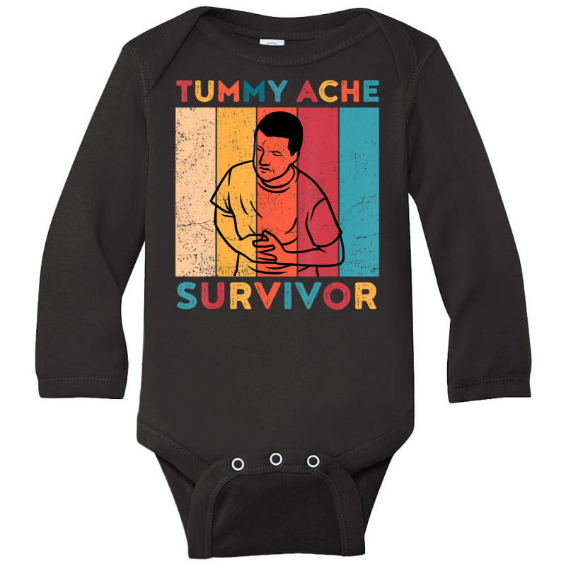 Tummy Ache Survivor Long Sleeve Baby Bodysuit | Artistshot