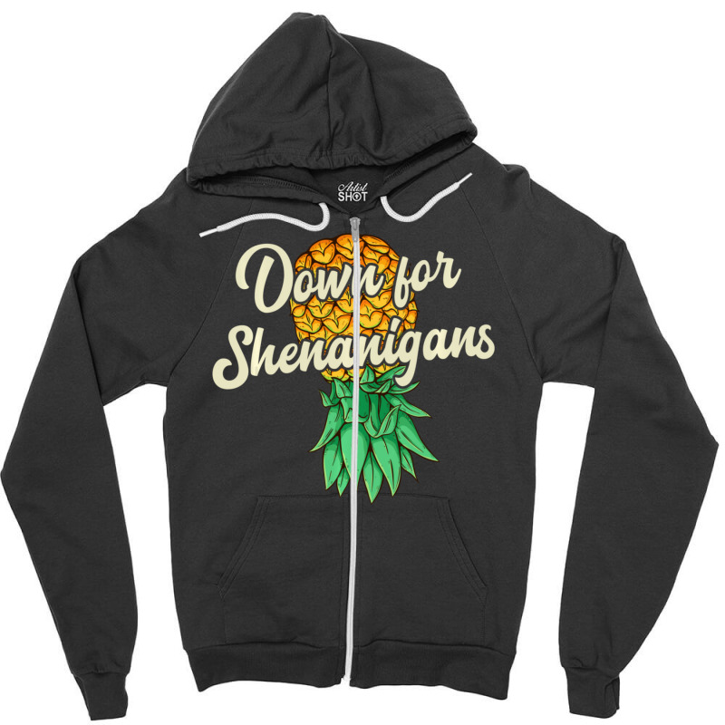 Upside Down Pineapple Down For Shenanigans Swinger Zipper Hoodie | Artistshot