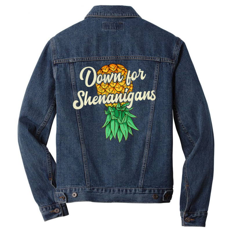 Upside Down Pineapple Down For Shenanigans Swinger Men Denim Jacket | Artistshot