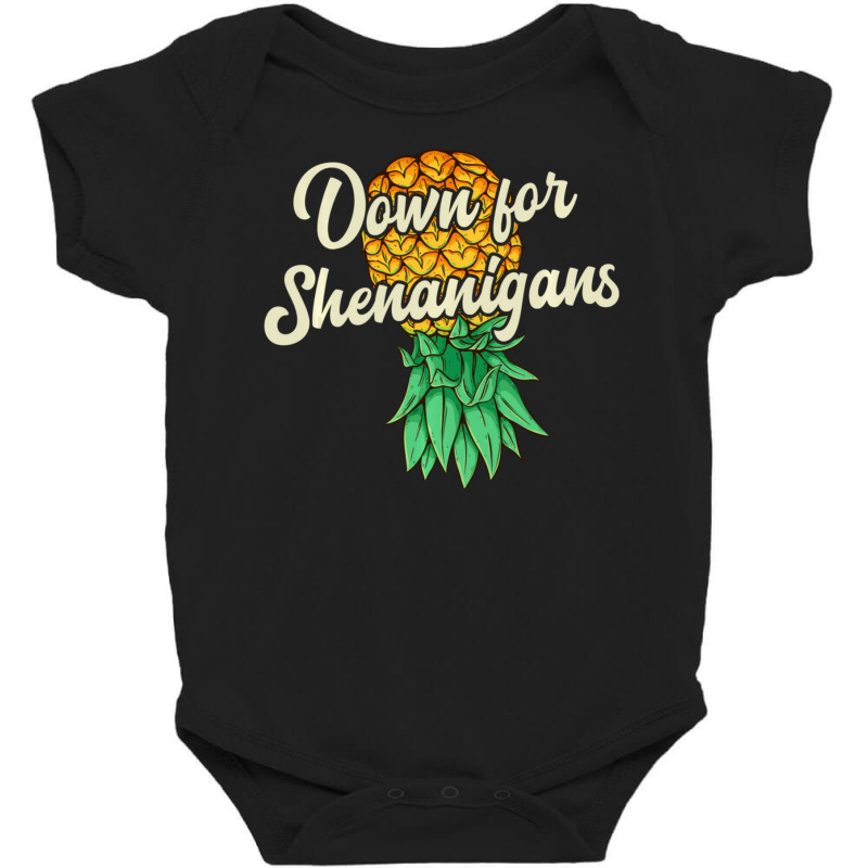 Upside Down Pineapple Down For Shenanigans Swinger Baby Bodysuit | Artistshot