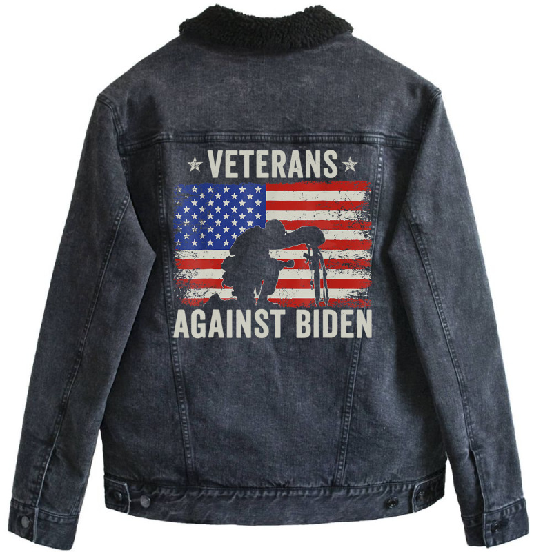 Veterans Against Say Their Names Joe Anti Biden, 4th July Unisex Sherpa-Lined Denim Jacket by Min09 | Artistshot