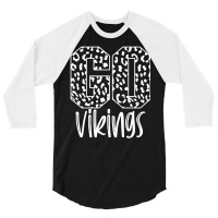 Vikings Team Mascot School Spirit Game Night Leopard Print 3/4 Sleeve Shirt | Artistshot