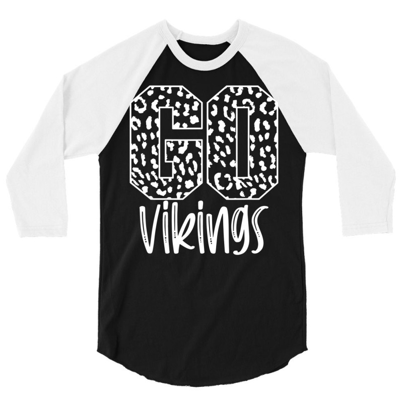 Vikings Team Mascot School Spirit Game Night Leopard Print 3/4 Sleeve Shirt | Artistshot