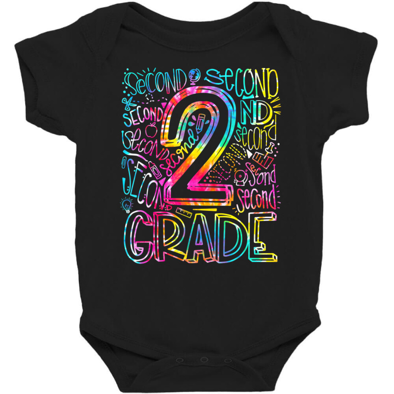 Tie Dye 2nd Grade Typography Team Second Grade Teacher Baby Bodysuit by femalesbaubles | Artistshot