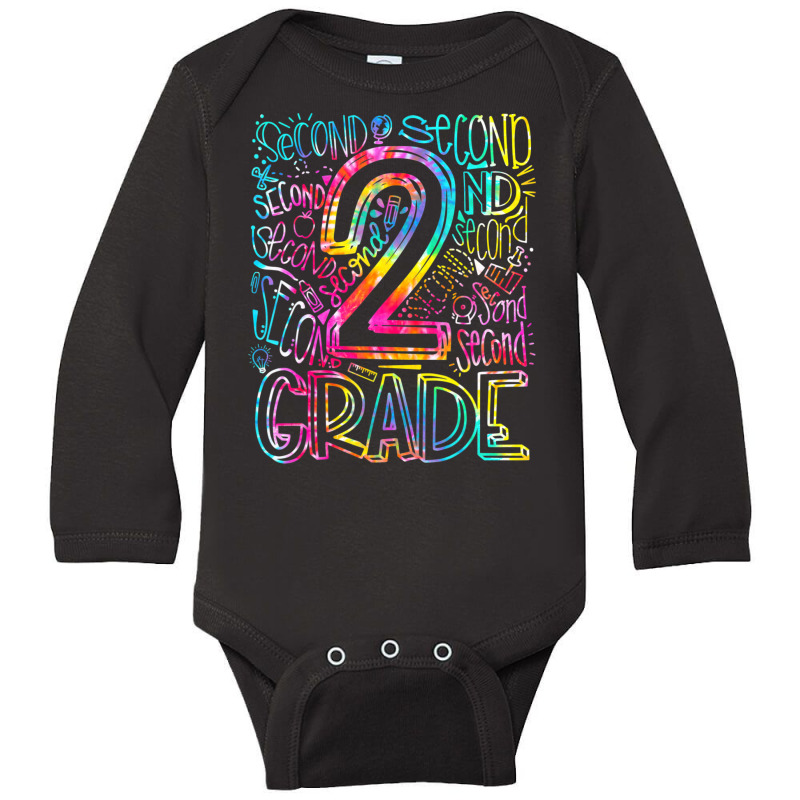 Tie Dye 2nd Grade Typography Team Second Grade Teacher Long Sleeve Baby Bodysuit by femalesbaubles | Artistshot