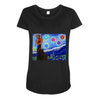 Dungeons Van Gogh Starry Night D20 T Dragons Maternity Scoop Neck T-shirt | Artistshot