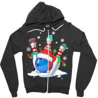 Funny Bowling With Christmas Ball Lover T  Shirt Funny Bowling With Ch Zipper Hoodie | Artistshot