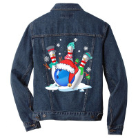 Funny Bowling With Christmas Ball Lover T  Shirt Funny Bowling With Ch Men Denim Jacket | Artistshot