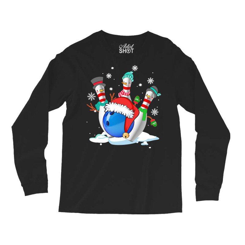 Funny Bowling With Christmas Ball Lover T  Shirt Funny Bowling With Ch Long Sleeve Shirts | Artistshot