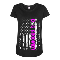 Dog Groomer  American Flag Patriotic Dog Groomer Gift Premium Maternity Scoop Neck T-shirt | Artistshot