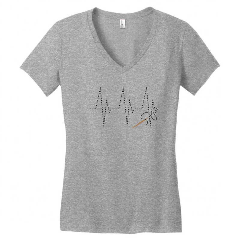 Sewing Heartbeat For Light Women's V-Neck T-Shirt by autlu2024 | Artistshot