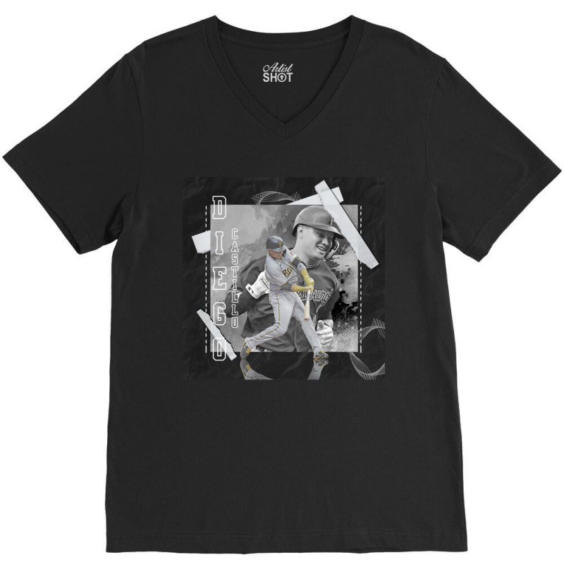 Diego Castillo Baseball Paper Poster Pirates 3 V-neck Tee | Artistshot