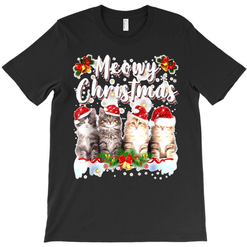 Cat Meowy Family Matching Christmas Pajamas Santa Cats Xmas T-Shirt by Irena D Good | Artistshot