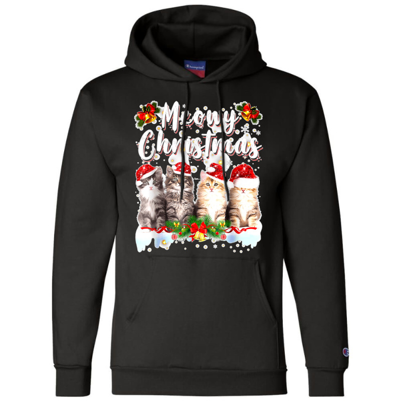 Cat Meowy Family Matching Christmas Pajamas Santa Cats Xmas Champion Hoodie by Irena D Good | Artistshot