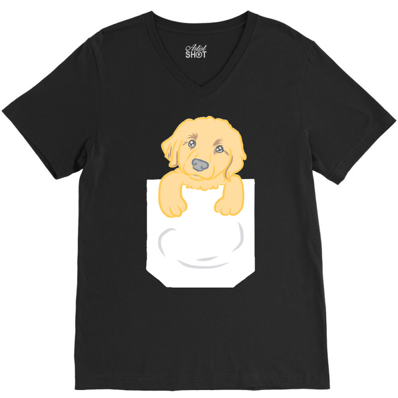 Golden Retriever Dog T  Shirt Cute Funny Golden Retriever Puppy Pocket V-neck Tee | Artistshot