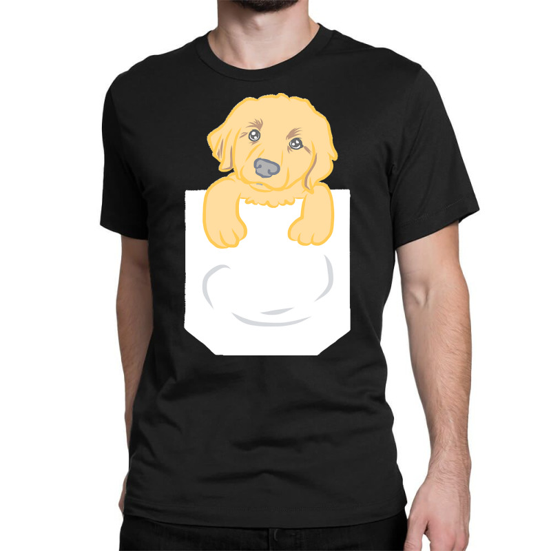 Golden Retriever Dog T  Shirt Cute Funny Golden Retriever Puppy Pocket Classic T-shirt | Artistshot