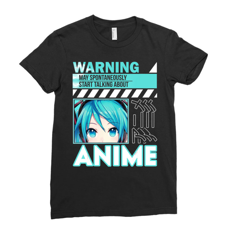 Warning May Spontaneously Talk About Anime Manga Girl Ladies Fitted T-Shirt by rastyrocl | Artistshot