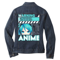 Warning May Spontaneously Talk About Anime Manga Girl Ladies Denim Jacket | Artistshot