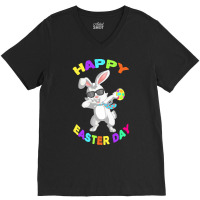 Happy Easter Bunny T  Shirt Funny Dabbing Rabbit Sunglasses Easter Bun V-neck Tee | Artistshot