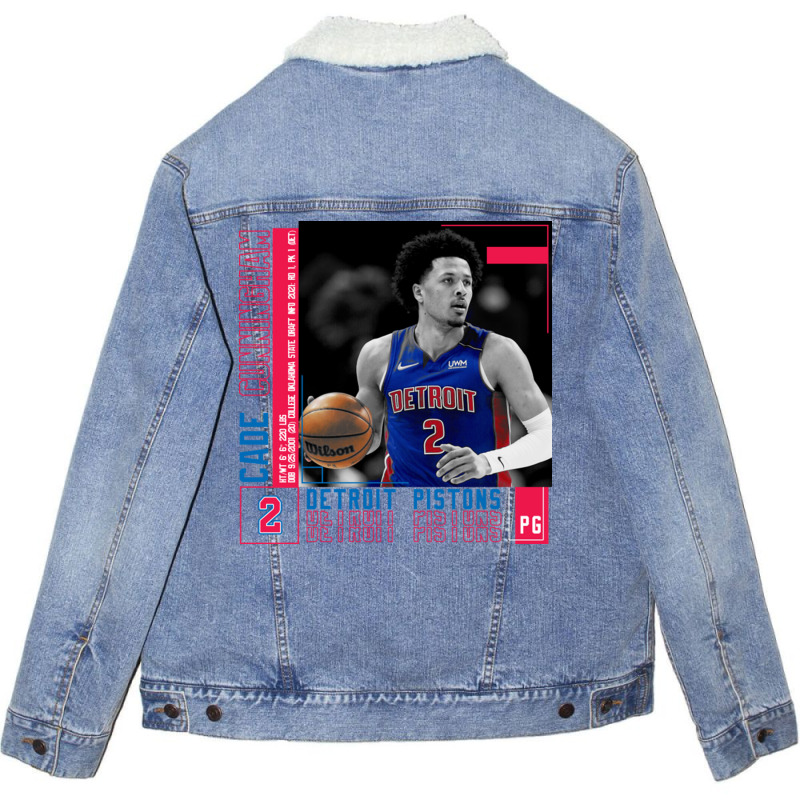 Cade Cunningham Basketball Edit Poster Pistons Unisex Sherpa-Lined Denim Jacket by adwoaafredyy | Artistshot