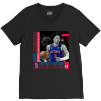 Cade Cunningham Basketball Edit Poster Pistons V-neck Tee | Artistshot