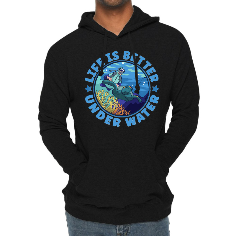 Life Is Better Under Water Marine Biology Scuba Diver Premium Lightweight Hoodie | Artistshot